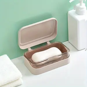 Premium Soap Box with Drain Lid - Water-Resistant Storage Rack for Bathroom, Travel & Countertop - Durable, Compact & Space-Saving Design with Quick Drainage, Soap Dish Holder