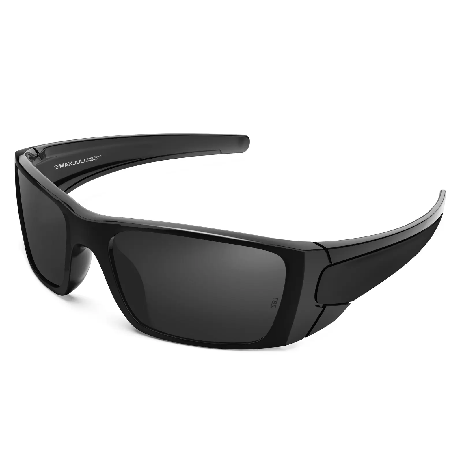 MAXJULI Unisex Rectangular PC Full Rim Z87 Sunglasses for Wide Heads - TR90 Frame, UV400 Protection Lenses, Z8236, Lightweight Durable, Black-Rimmed Dark-Lensed Men's Sunglasses, Black-Rimmed Men's Sunglasses