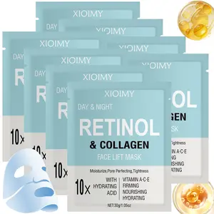 8pcs Intensive Moisturizing Hydrating Face Mask with Vitamin a C E, Hyaluronic Acid and Retinol, Deep Hydration & Brightening Effect, Skin Care Balm