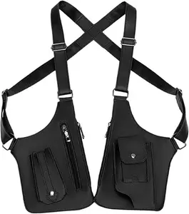 Adjustable Underarm Backpack for Men and Women，Anti-theft Bag with Double Shoulder Straps for Men Multi-pocket Outdoor Anti-Theft Tactical Bag（Black）