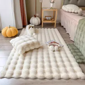 Solid Color Bubble Fluffy Rug, Soft Plush Rug, Non-slip Floor Mat, Decorative Area Rug for Home Living Room Bedroom Bedside
