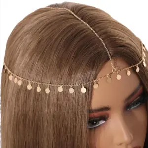 Fashionable Round Bead Pendant Hair Chain, Versatile Head Accessory, Suitable for Women and Girls to Wear Daily and Attend Parties, Headband