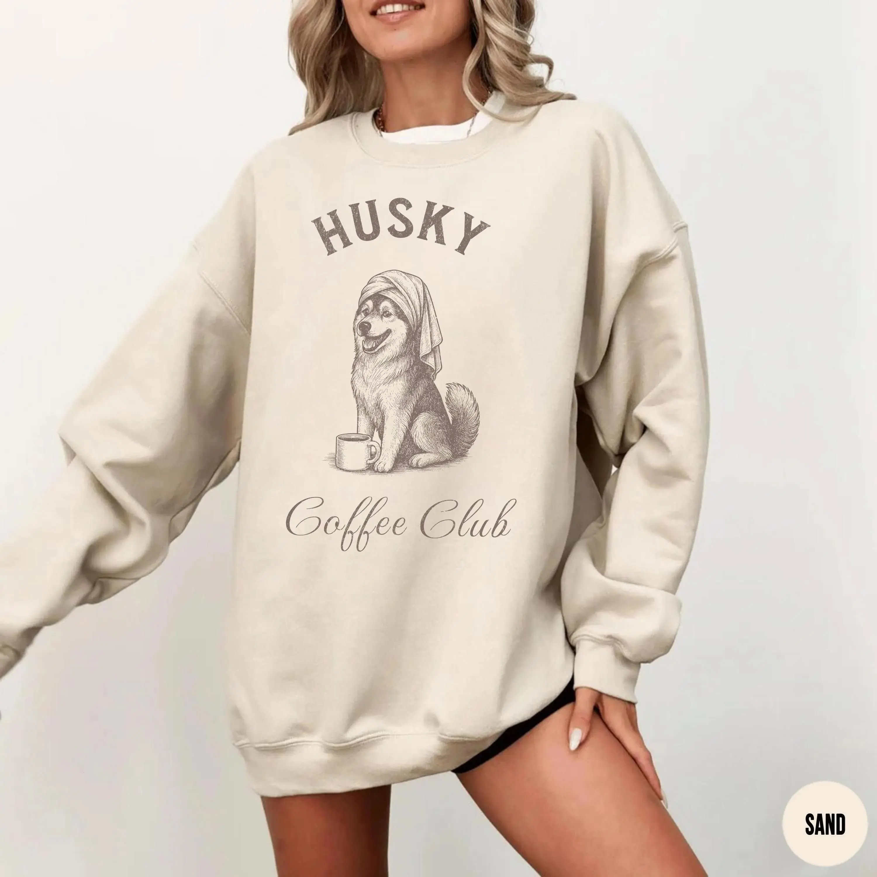 Husky Coffee Club T-Shirt, Sweatshirt & Hoodie – Siberian Husky, Husky Dog Mom Gifts, Cute Husky Owner, Husky Mom, Husky Tee