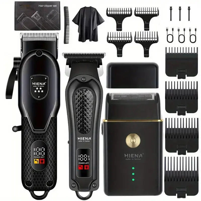 Men's Professional Hair and Beard Trimming Set, Cordless Hair Cutting, Cordless Clippers with LED Display, USB Rechargeable, Home Use, Perfect Holiday Gift, Cordless Trimmers Kit