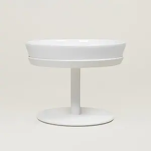 Dock Bowl & Stand - Raised Ceramic Shallow Cat Food Dish, Metal Stand, Whisker-friendly