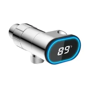 Hibbent Upgraded Metal Shower Head Holder with LED Display Shower Thermometer, Adjustable Shower Arm Mount for Handheld Shower Head, Universal Shower Head Bracket, Solid Brass Pivot Ball