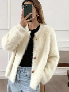 Women's Waterfall Knit Cardigan Sweater, Fall Winter New Short Loose Fit High-End Wool Coat, Stylish Women's Outerwear