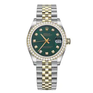 Rolex Datejust 31 Mid-Size Two-Tone 18K Gold & Steel Aftermarket Diamond Bezel & Green Diamond Dial Sample 2 WHP039657