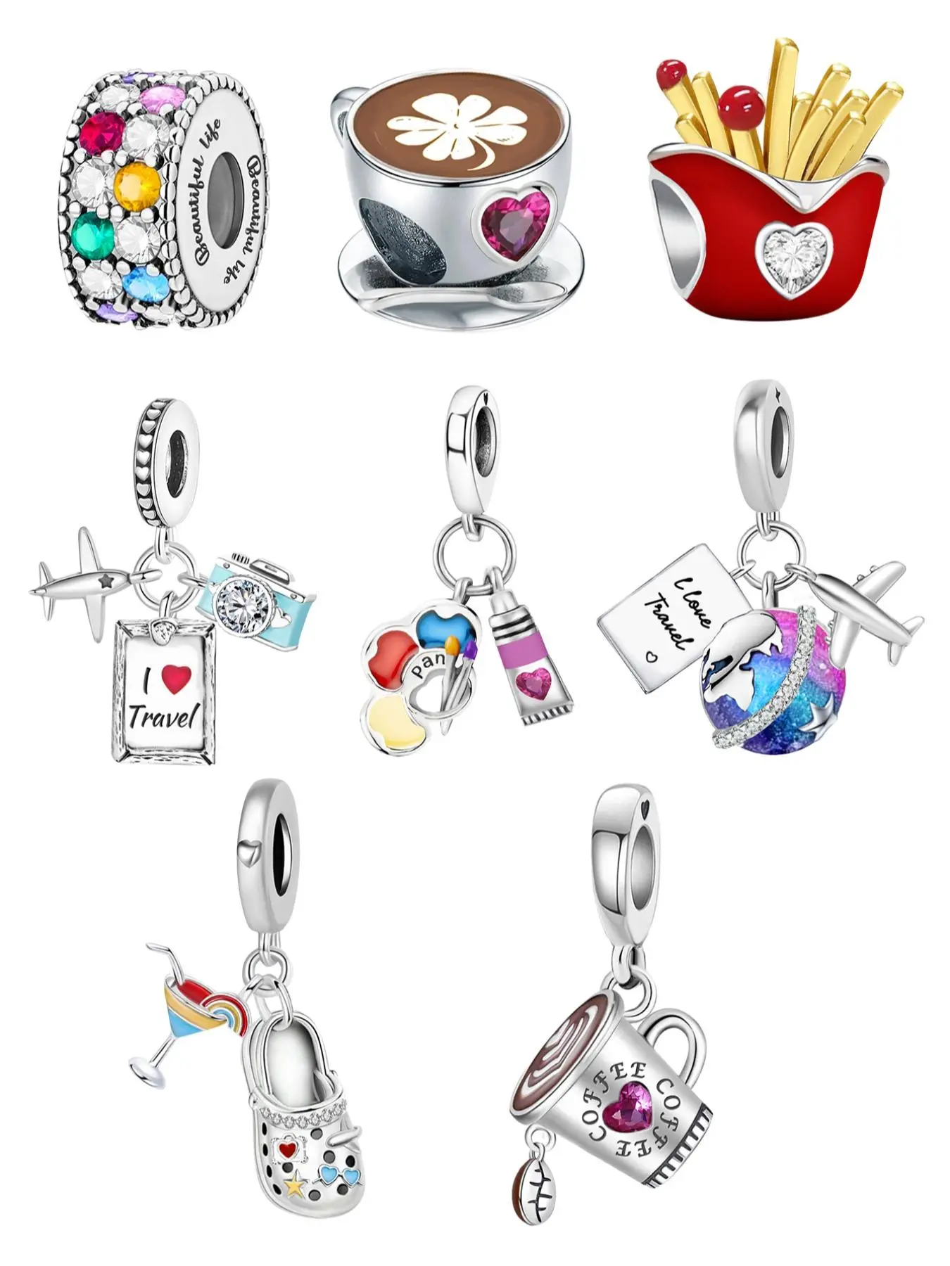 Travel Themed Charms, Stylish Playful Charm, Fashionable Pendant for Bracelet & Necklace Making, DIY Jewelry Making Supplies for Women & Girls, Casual Trendy Jewelry, Rhinestone Pendant Jewelry, DIY Jewelry Decoration