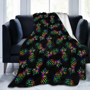 Colorful Tropical Pineapple Throw Blanket Gifts Soft Warm Fleece Blankets for Bed Chair Car Sofa Couch Bedroom 60"X50"