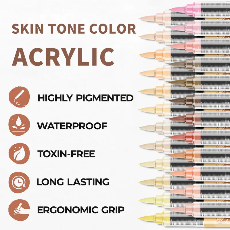 Acrylic Paint Pens Coloring Markers Set (12/24/36/60 Colors) - Art Markers, Brush Tip Painting Supply Sets with Soft Tip, Precision Ink Control, Quick-Drying Waterproof Ink, 0.5mm Fine Details, Portable for Canvas, Calligraphy (Adults' Use),techvibes