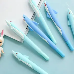 Cute Dolphin Shaped Silicone Gel Pen, 6 Counts/set Creative Cartoon Design Writing Pen, Fun Office Stationery Supplies for Students Drawing Pens Set, Smooth Writing Pens