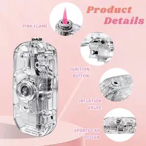[without gas] Rotating Relax Toy & Cute Transparent Creative Windproof Lighter, DIY stickers Available, Refillable, Flame Adjustable, Trendy &Fashionable Accessory, Unique&Practical Gift For Ladies
