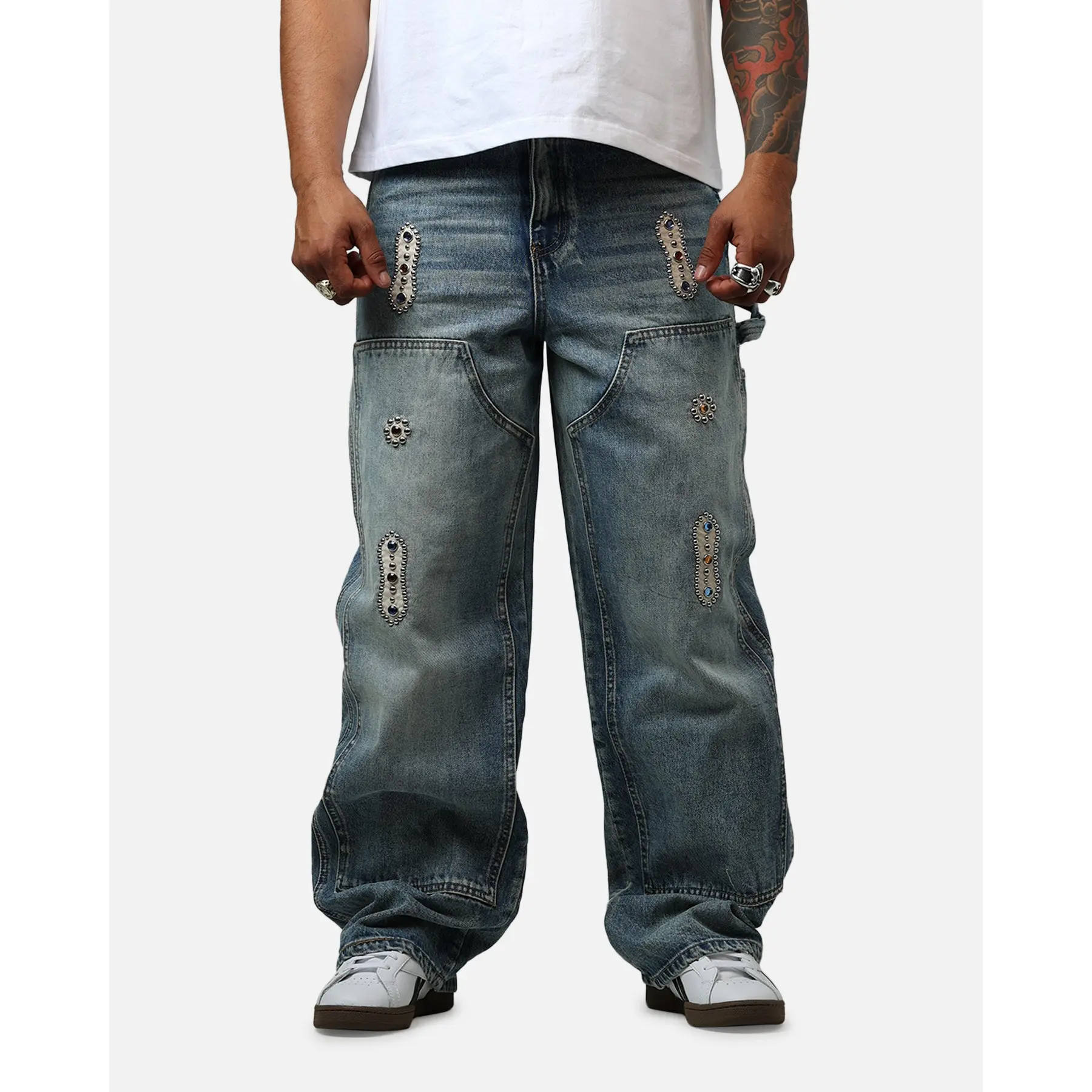 MNML Ultra Baggy Western Jewel Jeans Blue
