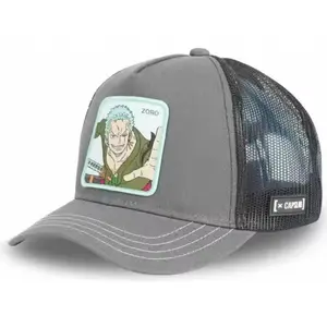 Zoro One Piece Embroirdered Adjustable Hat Grey