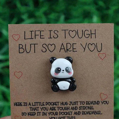 Cute Panda Design Pocket Hug, Inspirational Gift with Inspirational Quote for Your Best Friends and Family, Craft Souvenir, Souvenir for Panda Lovers