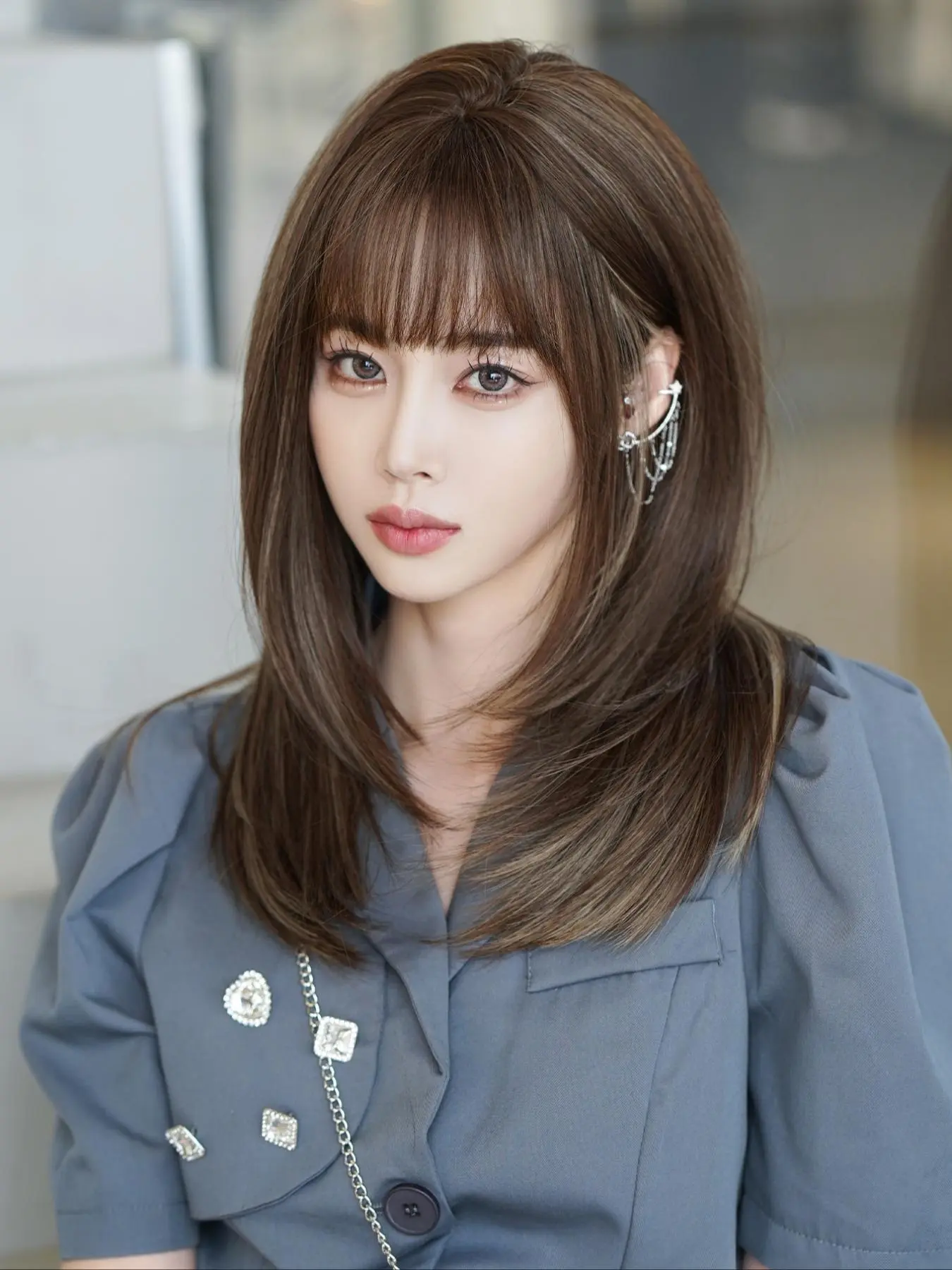 20 Inch Long Straight Synthetic Material Wigs for Women, Gorgeous Fluffy Machine Made Wigs with Bangs, Synthetic Heat Resistant Fiber Wigs for Party, Daily Use