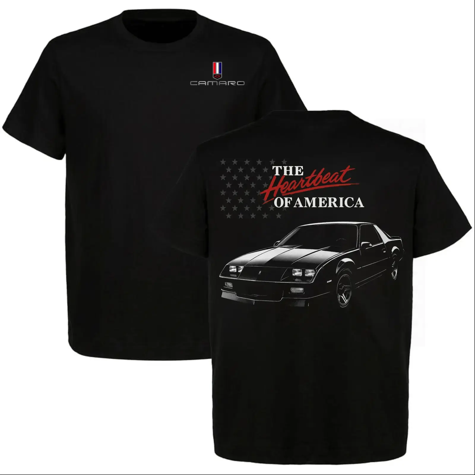 Vintage Chevrolet Camaro Heartbeat of America T-Shirt | Classic Muscle Car Graphic Tee | Retro Auto Enthusiast Streetwear | Menswear Gift