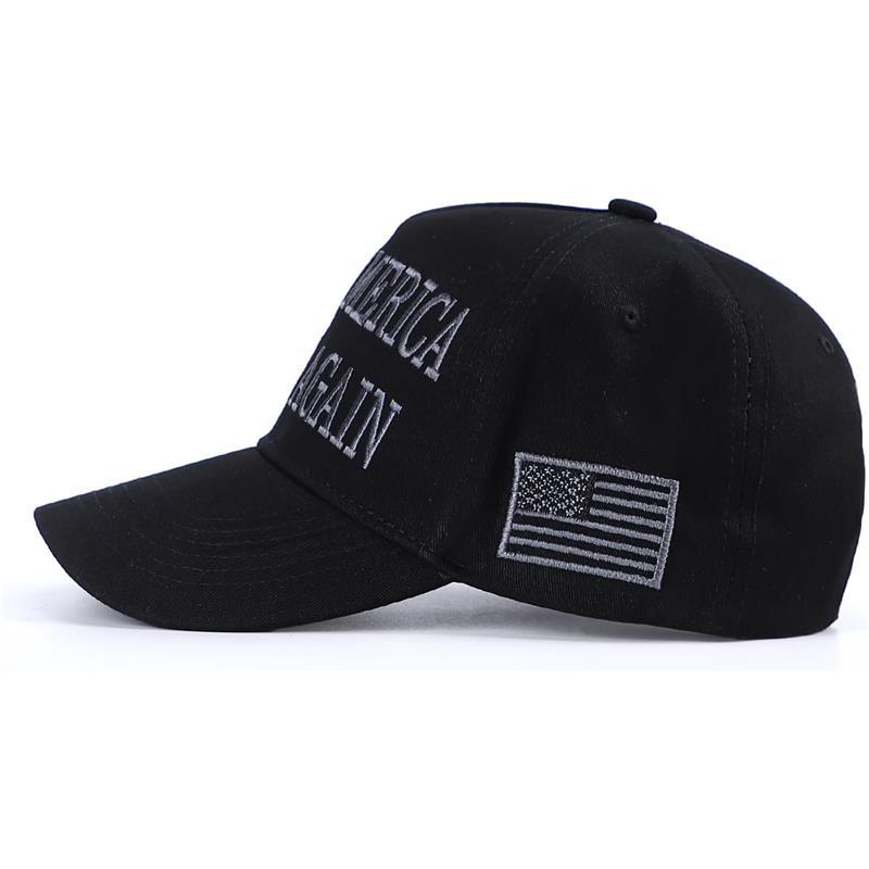 Trump 2024 45-47 Dark MAGA Trucker Hat Make America Great Again Slogan with USA Flag Adjustable Baseball Cap Mesh Snap