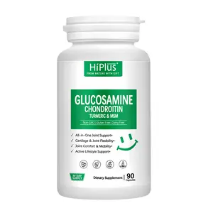 HiPlus Glucosamine Chondroitin MSM and Turmeric Supplement -Joint Support Supplementfor Women & Men with Boswellia & Glucosamine Sulfate 1500 mg. Used for Cartilage & Joint Health & Flexibility 90 Capsules