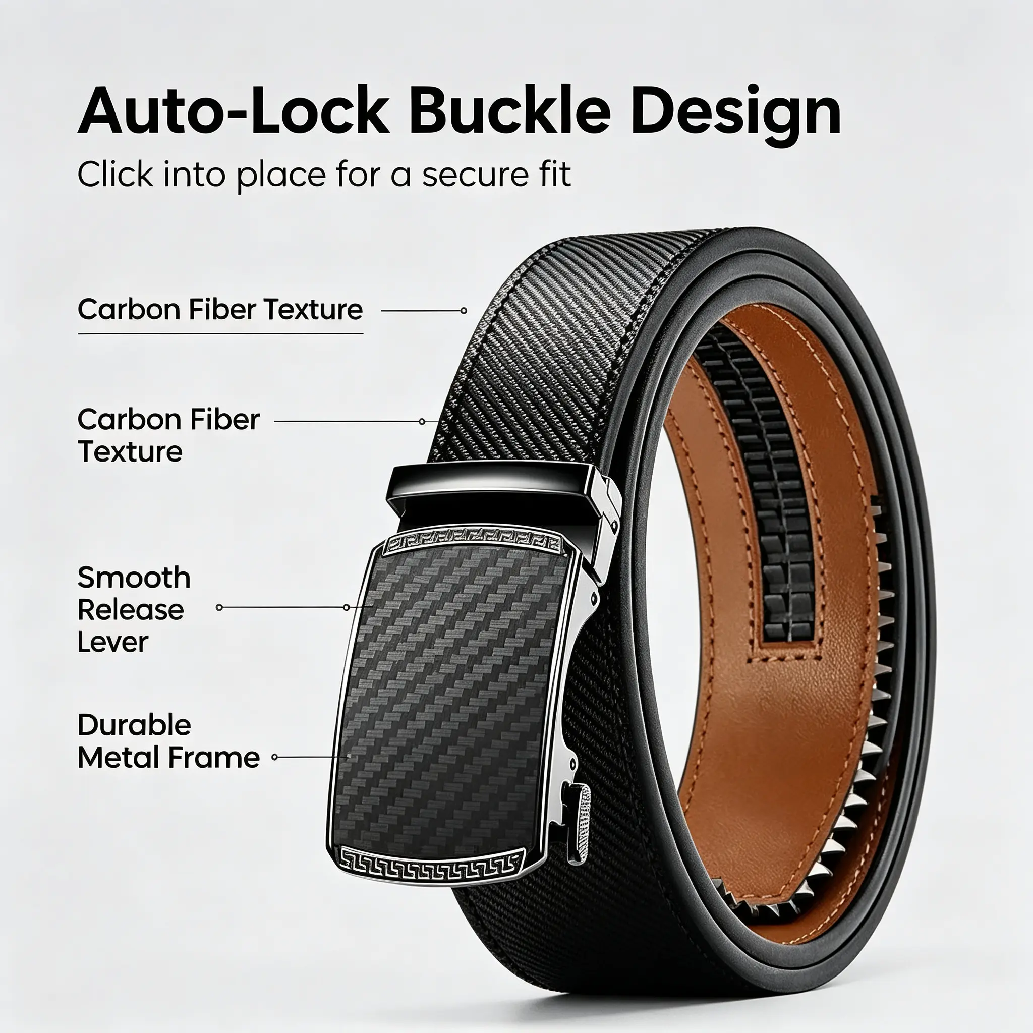 Letter H Men’s Leather Automatic Buckle Belt, Detachable Adjustable Size Zinc Alloy Buckle, Elastic Casual Outdoor Dress Belt for Men, Ideal Gift for Father & Husband