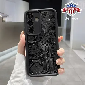 Trendy and Cool Circuit Board Pattern TPU Phone Case Compatible with Galaxy S23  Ultra S24 Plus S25 S22+ Shockproof Non Slip Military-Grade Protection Silicone Cover Smartphone Casing