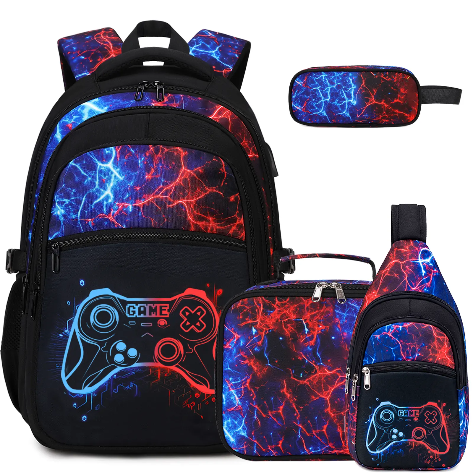 4PCS[3PCS+chest bag]-Red & Blue