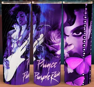 Prince Purple Rain Music Legend Cup Mug Tumbler 20oz with Lid & Straw, Stainless Steel, Lightweight Design for Hydration - Reusable, Stylish