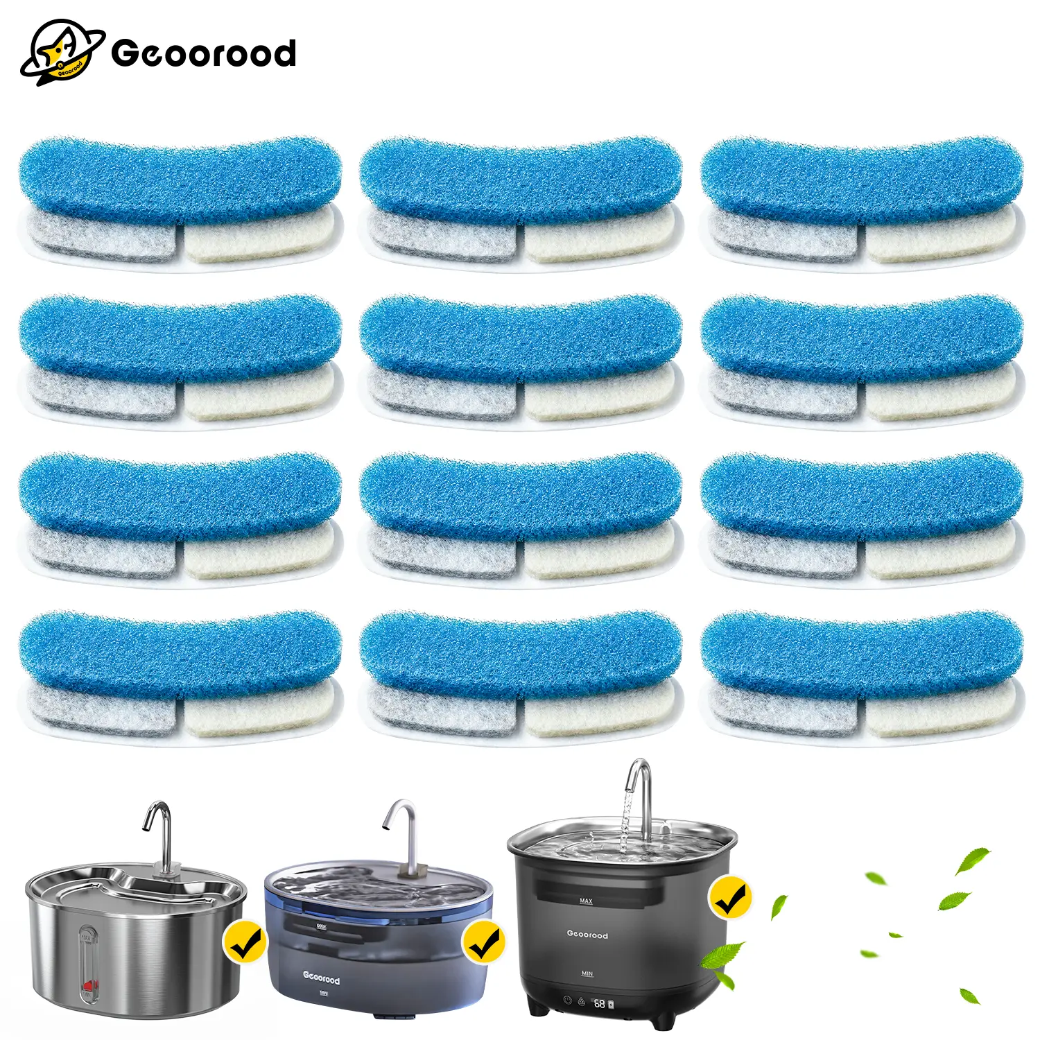 Geoorood Pet Fountain Accessories Replacement Parts 4-Pack/8-Pack/12-Pack Replacement Filter Cartridges Geoorood Pet Fountain Accessories Replacement Parts 4-Pack/8-Pack/12-Pack Replacement Filter Cartridges