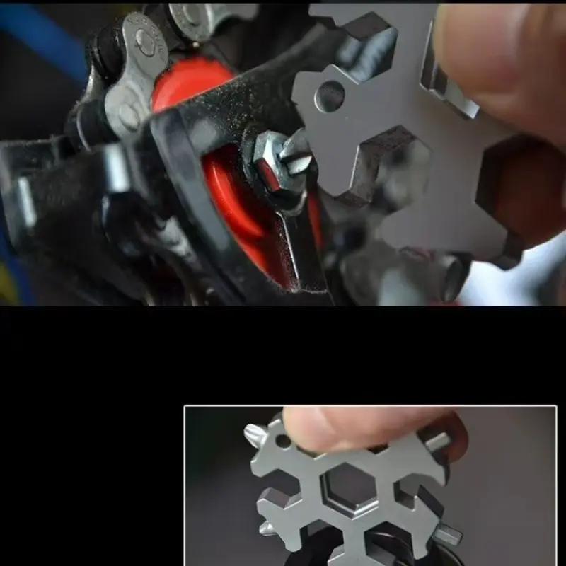 Two-Function Snowflake Wrench Tool, Steel Octagon Internal Hex, Lightweight Portable, 18-In-One Mini Universal Wrench, Multitool