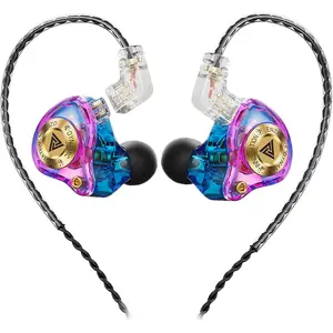 Wired Gaming Headphones IEM Earphones with 1DD,QKZ ENZO in Ear , HiFi Detachable  Earbuds, Bass Sound with  11mm Dynamic Driver for Video  Gaming (Colorful)