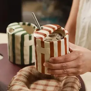 Handmade Coarse Ceramic Coffee Cup, Creative Home Use Mug, High Aesthetic Value, Model Xinghao, 1 Set, No Ca Prop 65 Warning