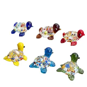 6 Pack Handmade Mini Sea Turtle Art Glass Blown Figurine