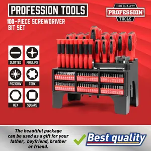 100-Piece Magnetic Screwdriver Set with Plastic Racking, Precision Screwdrivers, Nut Drivers, Ratchet Handles, Sockets & More - DIY Tools for Men, Tools Gift