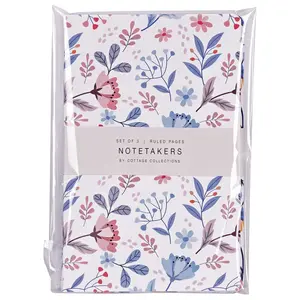 360 Stand Notetakers, Dicksons ENB-6 All That Blue Collection, 64 Ruled Pg., Assorted Sets, Floral Cover Office Notebook
