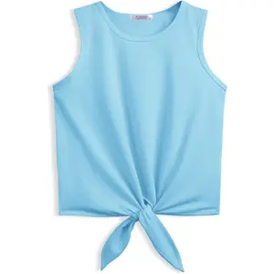 Cute Girls Children Apparel Arshiner Girl's 2 Piece Outfits Tie Knot Tank Top and Paperbag Waist Pocketed Summer Short Sets