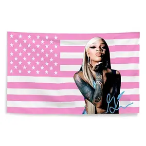Retro Gorilla Graphic Pink Flag Gift Fan,Wall Hanging Flag Tapestry, for Party Bedroom Living Room Home and Outdoor Garden Patio & University Dorm Decor Gift