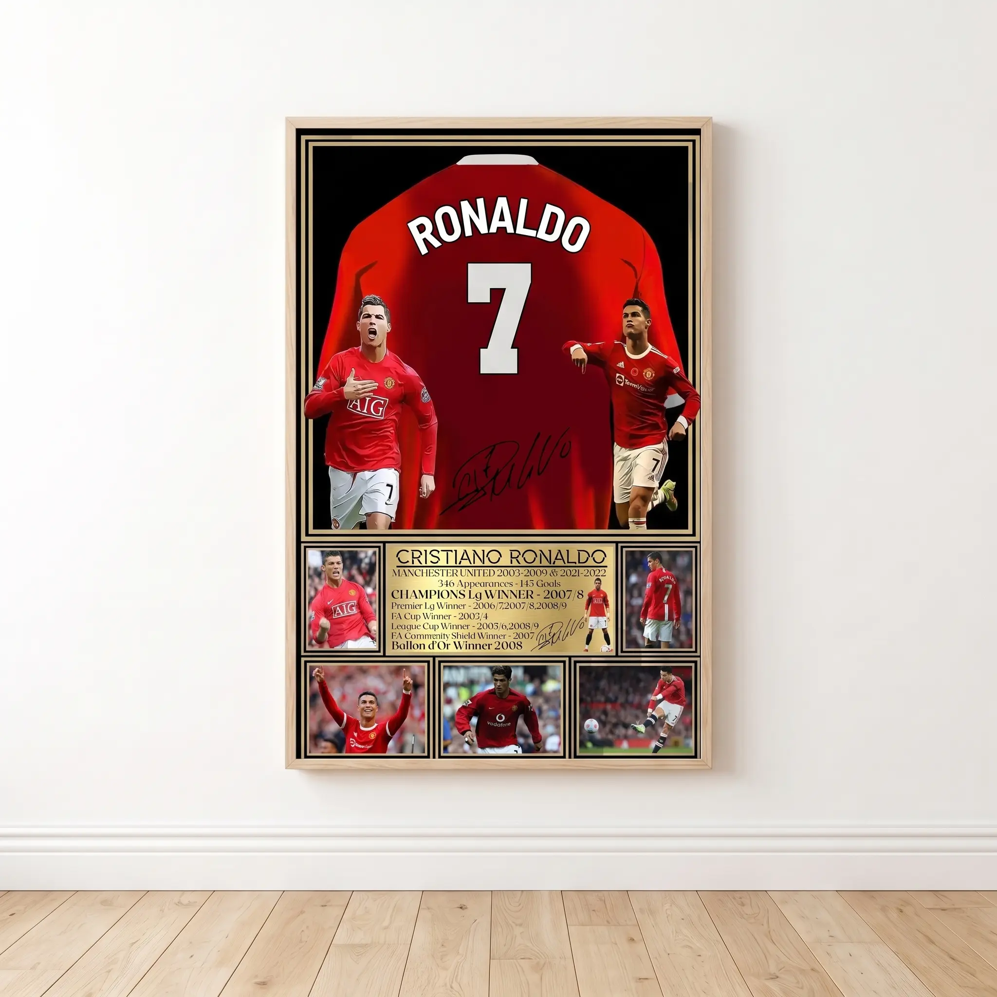 Cristiano Ronaldo Unframed Poster, Football Jersey Back Print, Room Decor