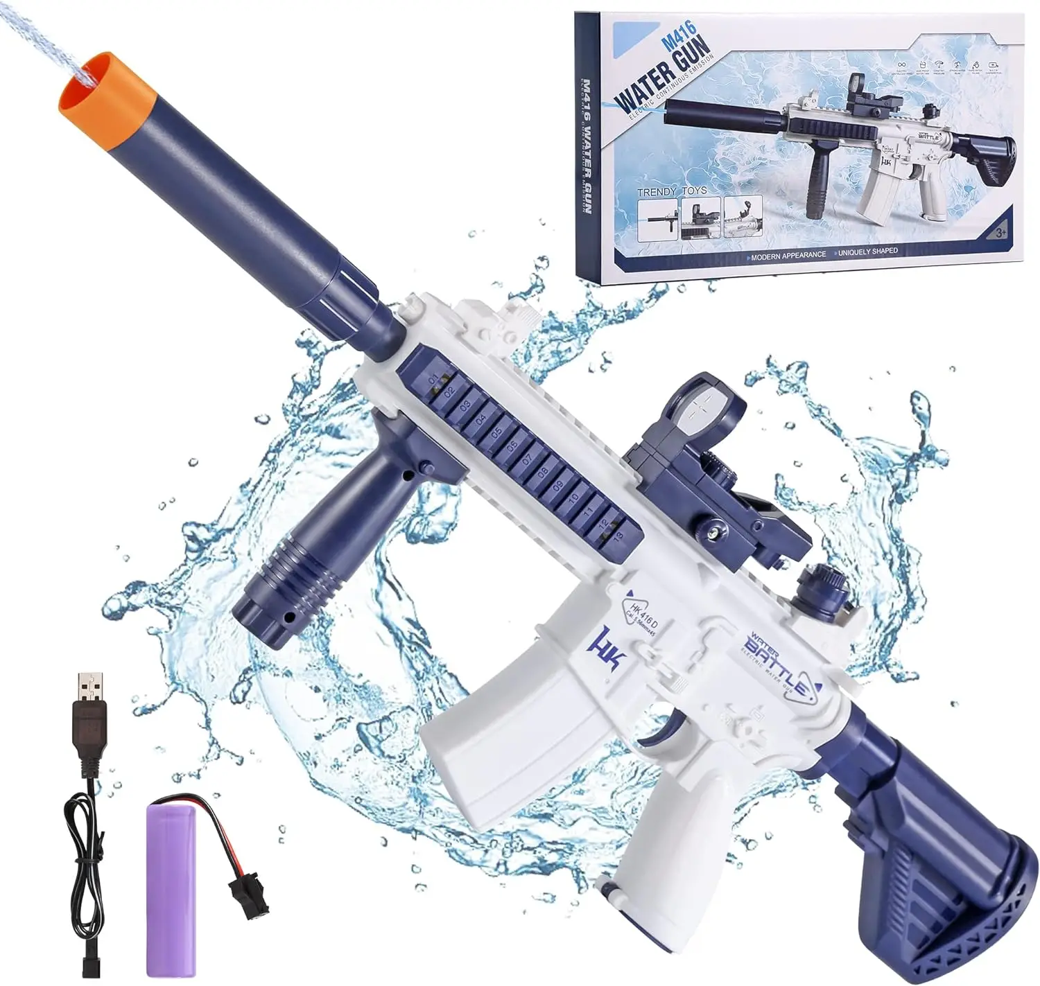 Electric Water Gun for Kids Adults - Automatic Squirt Gun With up to 32 Ft Long Range, Summer Outdoor Beach Swimming Pool Party Super Soaker Toys, Gif