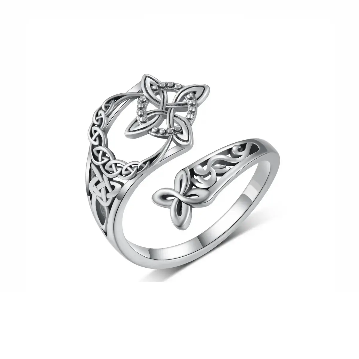 Celtic Knot Witch Knot Adjustable Open Ring Nudo de Bruja Hecate Ring Pagan Witchtok Protection Witchy Jewelry for Ceremony & Devotion, Gift for Her, Mother's Day Gift