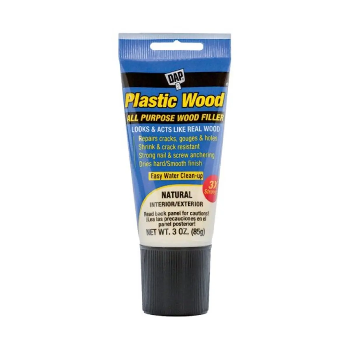 DAP 3oz Stainable Plastic Wood Filler Tube - Shrinkproof, Easy Handling, Easy Spreading, Water Clean-Up, Crack-Resistant, Dries Hard, 2 Hr Dry Time for Automotive/Motorcycle Painted Surfaces, Natural Woodwork (Windows, Molding, Paneling) Repairs
