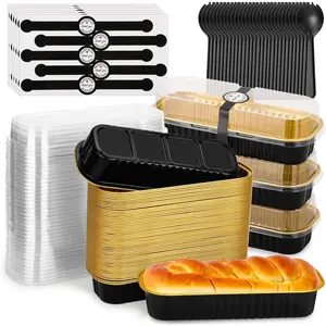 60 Pack 6.8oz Mini Loaf Baking Cake Pans with Lids, Rectangle Disposable Aluminum Foil Loaf Pans, Small Baking Cake Tins Containers for Individual Cakes