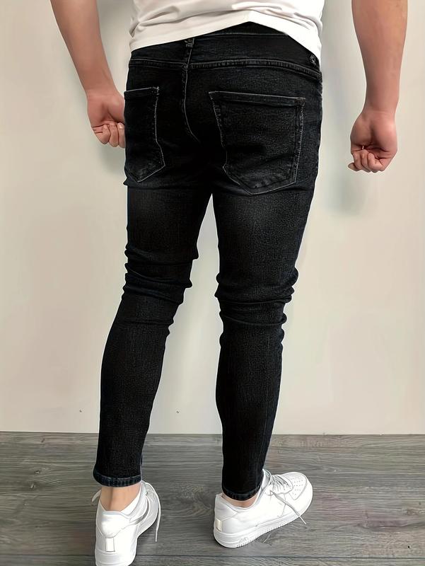 Men's black fashionable ripped jeans, a must-have for street fashionistas Menswear Pants Men's black fashionable ripped jeans, a must-have for street fashionistas Menswear Pants