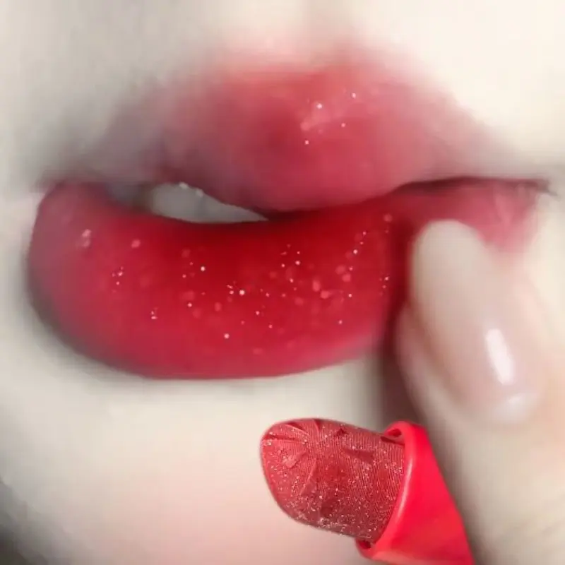 Apple Gold Fine Glitter Lipstick, Moisturizing Hydrating Non-Drying, Perfect for Commuting Dating Party, Subtle Shine, Glossy