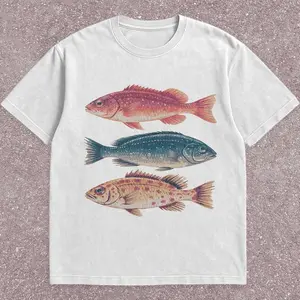 [100% Cotton] Vintage Fish Nature Retro Fishing Graphic Tee, Marine Biology Sea Life Retro T-Shirt T-Shirt For Men And Women