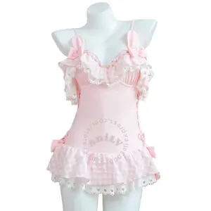 AniLV Lolita Bunny Girl Pink Bodysuit Swimsuit Anime Cartoon Swimwear Cosplay Costumes