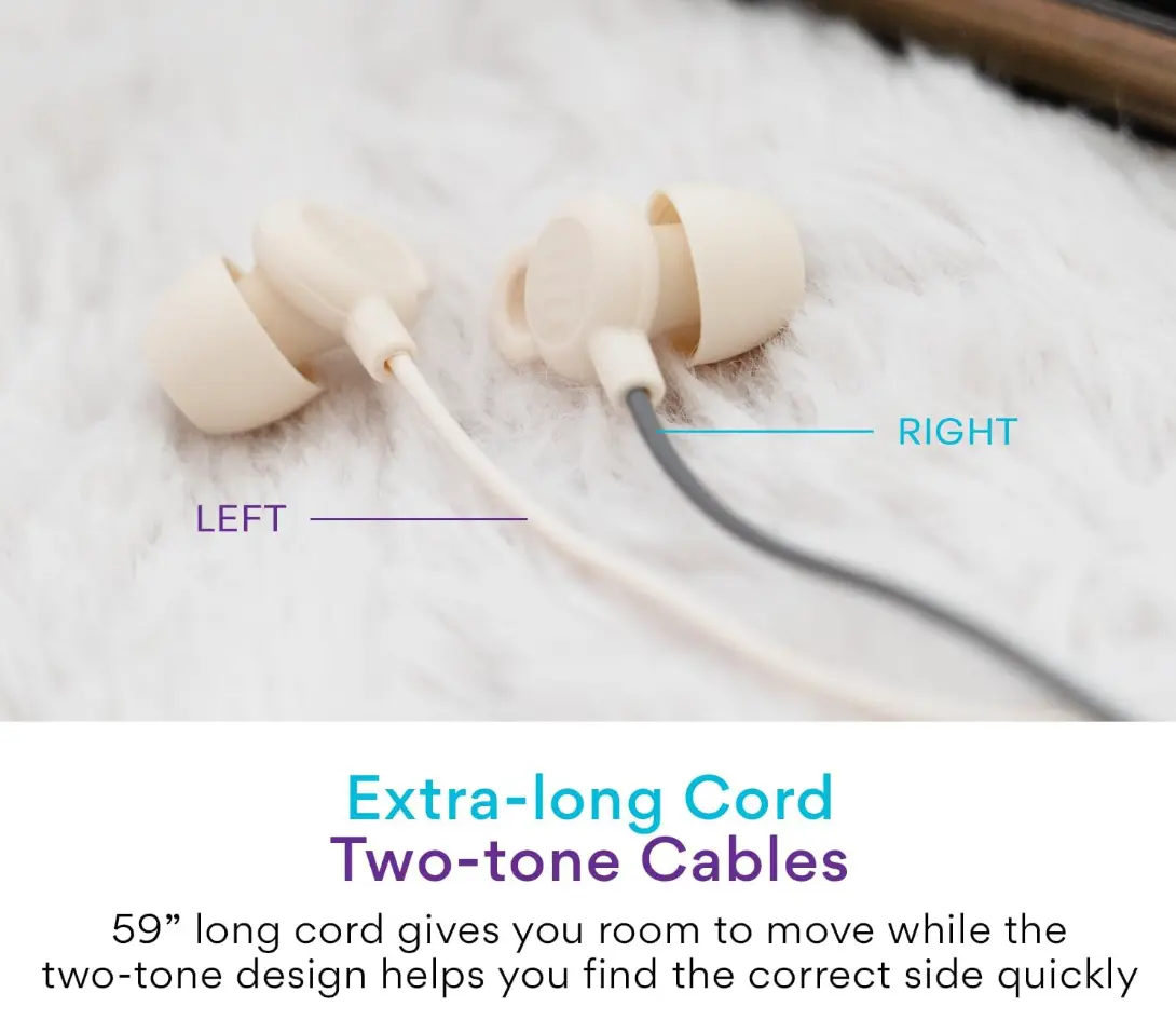 MEE audio SleepTones USB-C Wired Sleep Earbuds for Side Sleepers with Lightweight Low-Profile Silicone Earpieces, Noise Reduction Sleeping Headphones with Built-in Mic & Volume Controls (Beige)