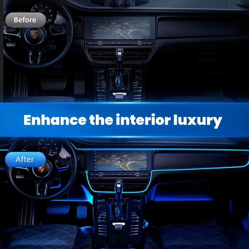 Car Interior LED Ambient Light, USB Environment Light Kit, Music Mode Neon Strip Light for 4 Car Doors & Center Console Decoration