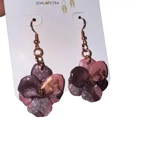 Handmade Purple & Pinkish Orchid Dangling Earrings for Women