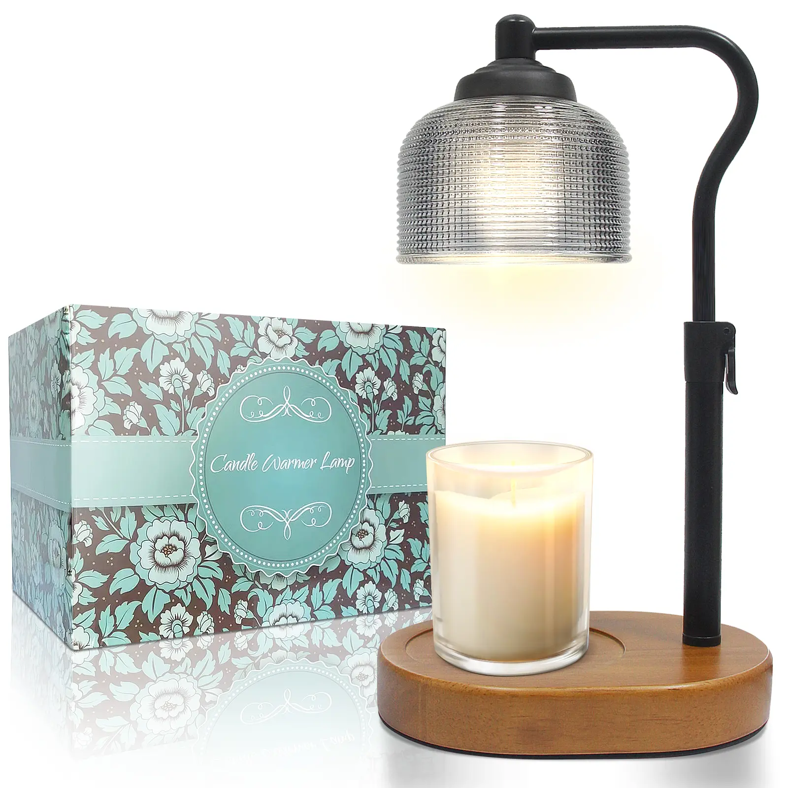 Mother's Day Gift Minimalist Metal Box Glass Candle Warmer Lamp - Timer, Dimmer, Adjustable Height, 2 Bulbs, Wax Melt Warmer for Scented Jar Candles, Tea Lights - Home Decor for Wardrobe, Bathroom, Garage, Toilet, Kitchen, Office